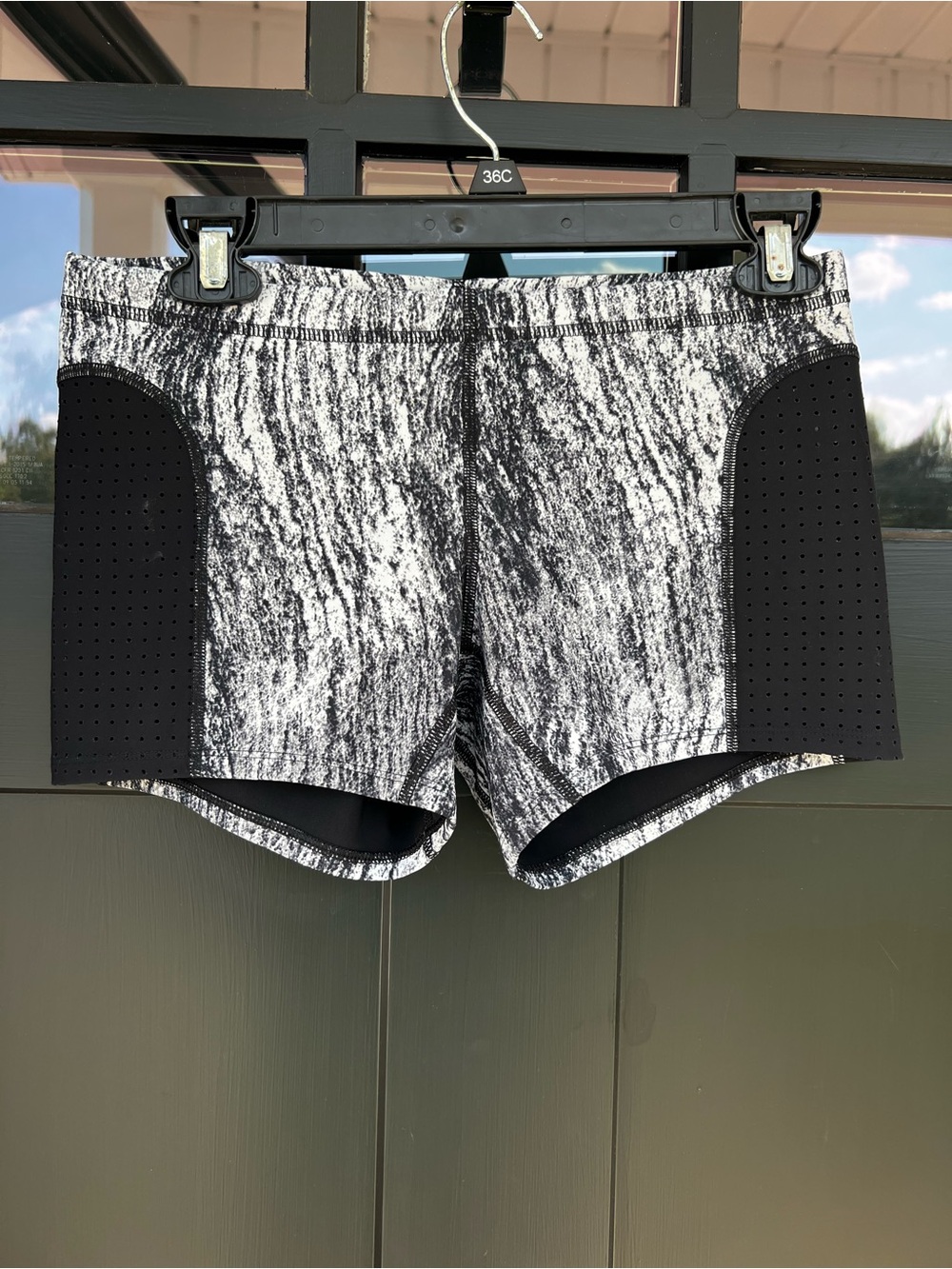 lululemon athletica Black & White Navy Marled Athletic Shorts  Perforated Panels